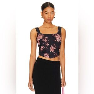More to Come Simon Top in Black Floral - Size L